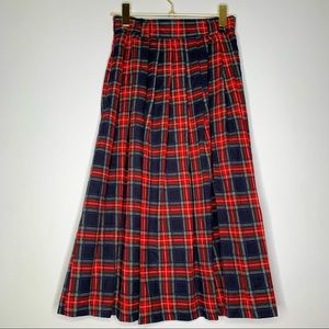 Vintage Briggs Long Tartan Red Plaid Pleated Skirt